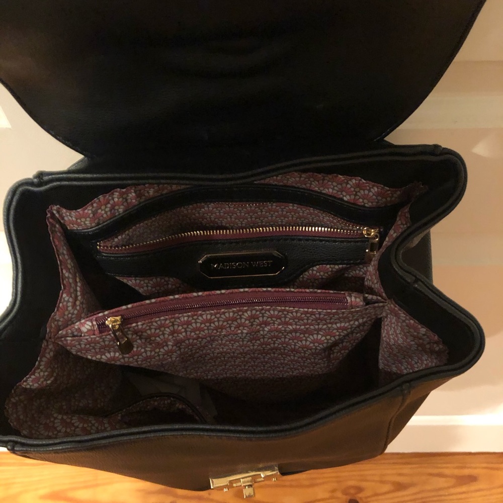 Black and gold backpack purse